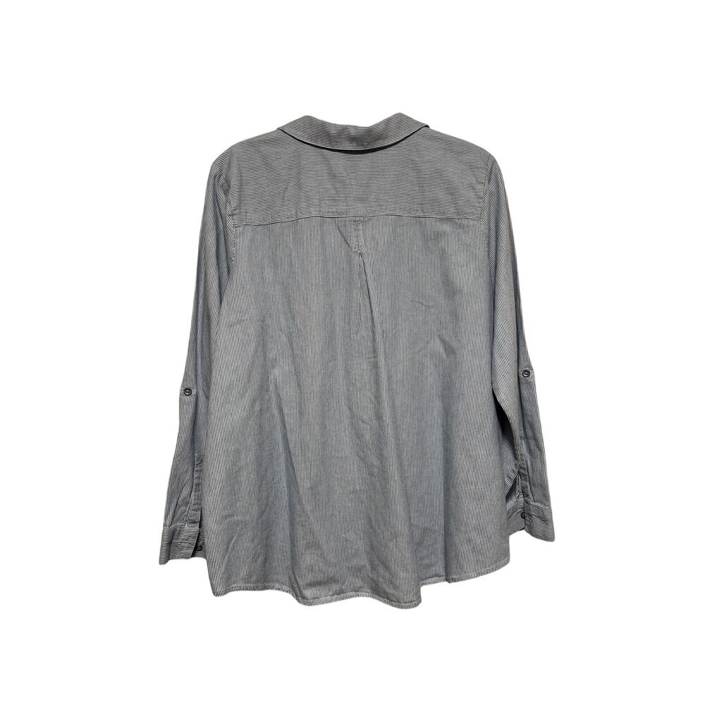 J.Jill Petite Denim Blue Pinstripe Button Down Shirt M - Picture 7 of 7